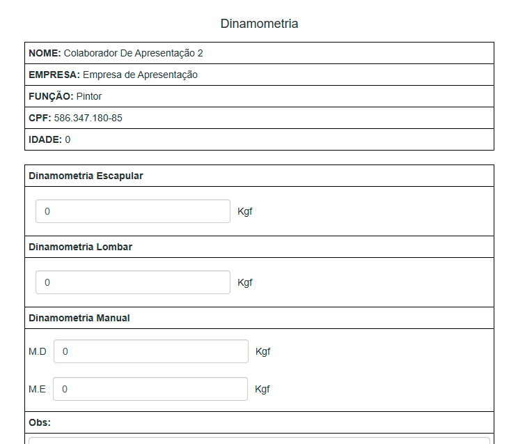 Tela de Preenchimento