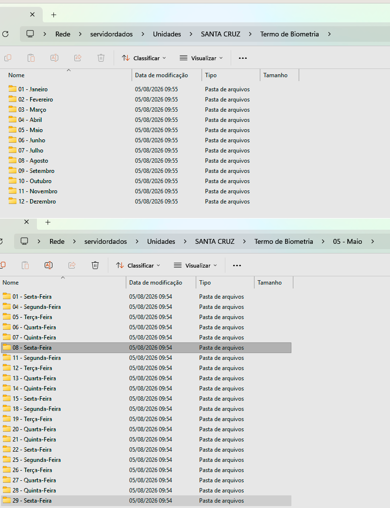 Pastas no Servidor no Windows